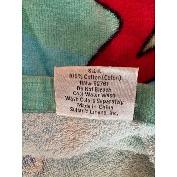 Colorful Fish Beach Towel Water Blue Green 55” x30" Cotton Sultans Linens - Picture 7 of 8